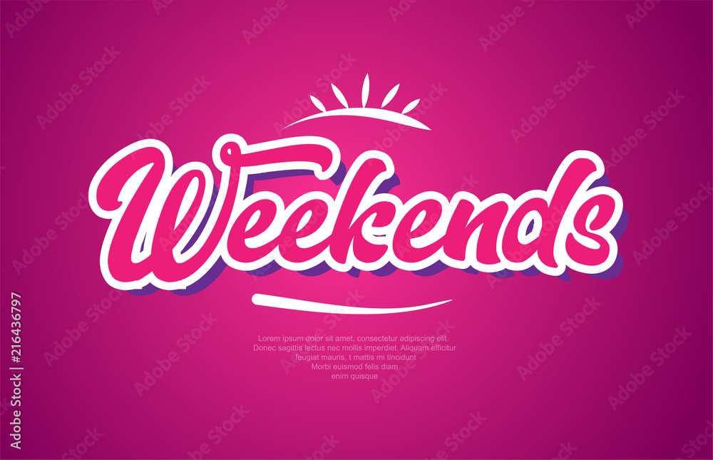 weekends word text typography pink design icon