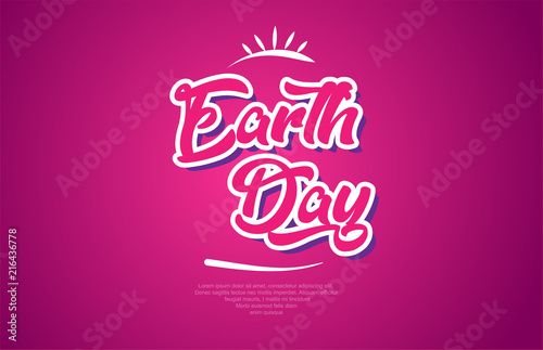 earth day word text typography pink design icon