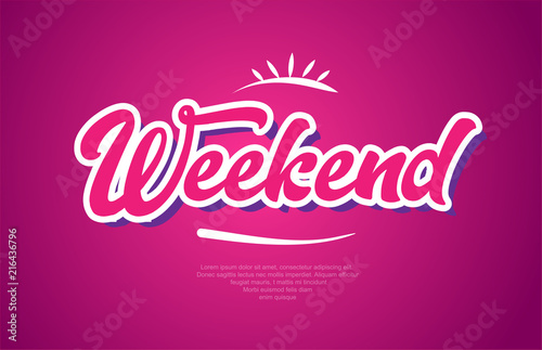 weekend word text typography pink design icon