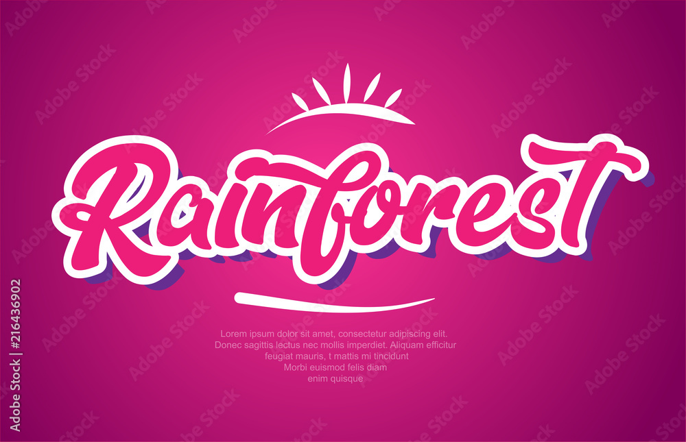 rainforest word text typography pink design icon