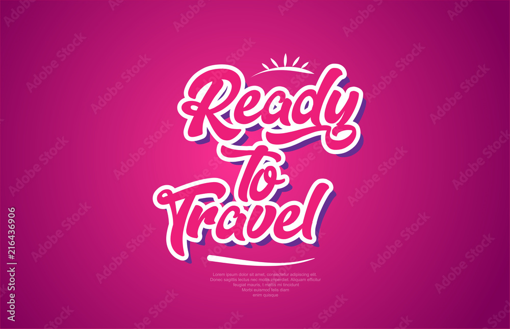 ready to travel word text typography pink design icon ready to travel word text typography pink design icon