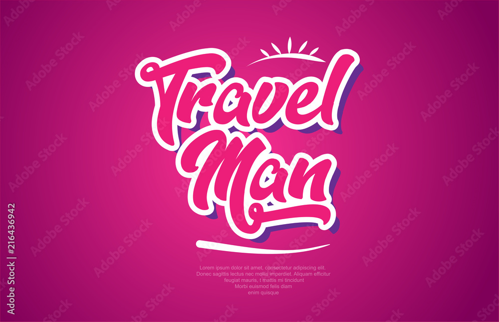 travel man word text typography pink design icon travel man word text typography pink design icon