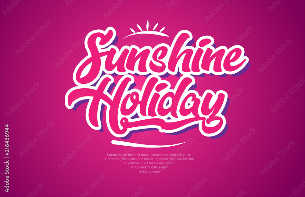 sunshine holiday word text typography pink design icon