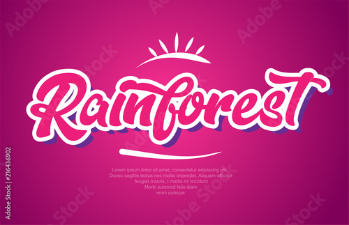 rainforest word text typography pink design icon