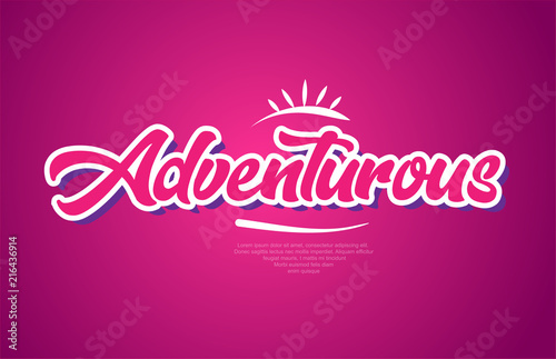 adventurous word text typography pink design icon