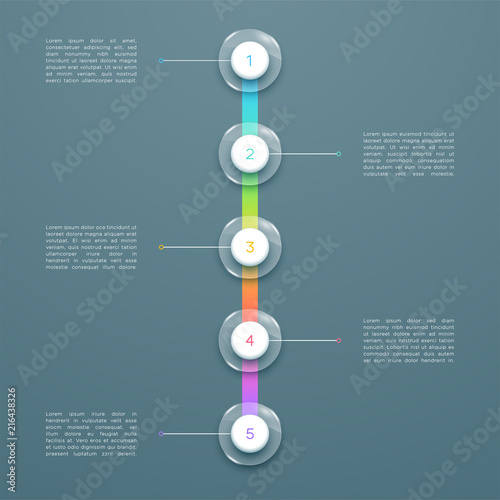 5 Step Colorful 3d Vertical Time Line Infographic Template