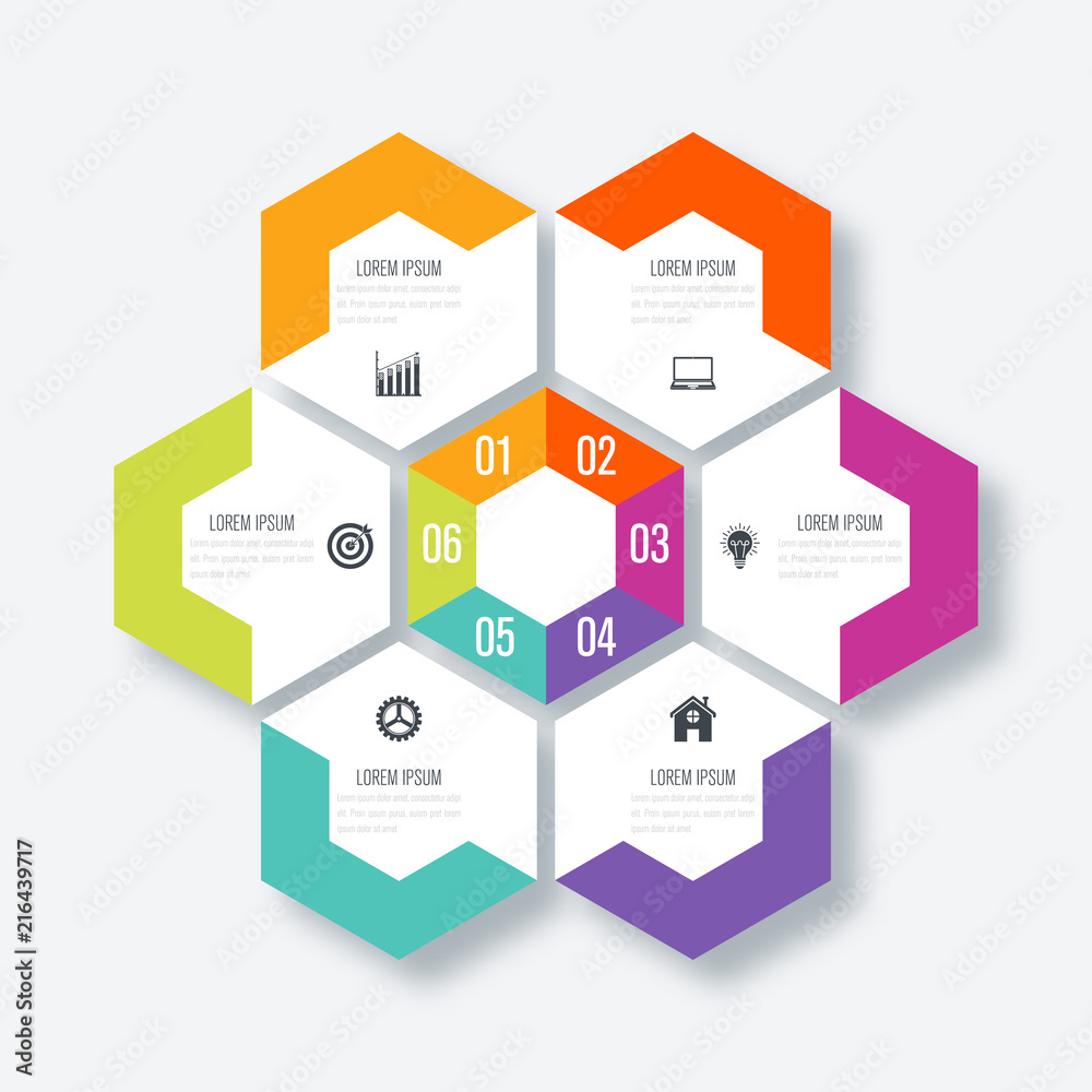 Vector illustration infographics 6 options Vector illustration infographics 6 options