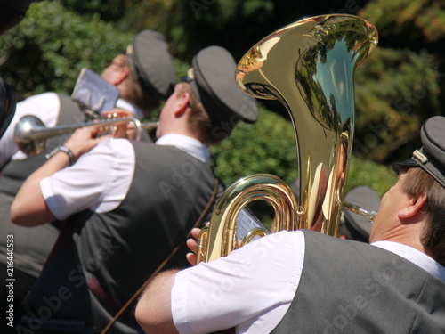 marching musician with tuba