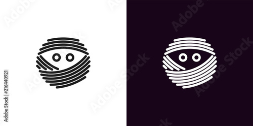 Fotografia Mummy face with eyes in outline style