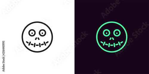 Zombie head in outline style
