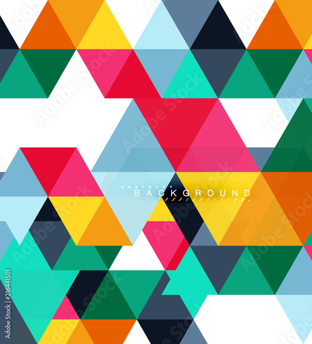 Multicolored triangles abstract background, mosaic tiles concept
