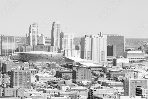 Downtown Kansas City Architecture and Buildings Rendered in Black and White