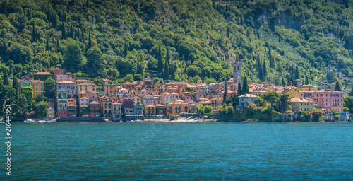 The beautiful Varenna in a sunny day  Lake Como  Lombardy  Italy.