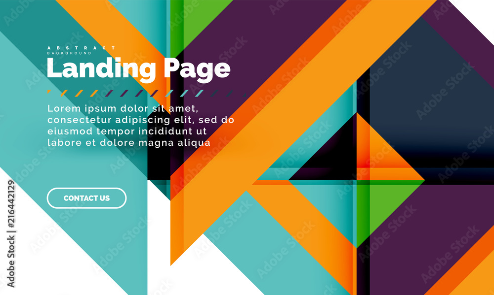 Square shape geometric abstract background, landing page web design template