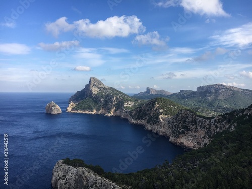 Landscape of the mediterranean sea and mountains on the Mallorca island, Spain. Mountains and mediterranean sea shore