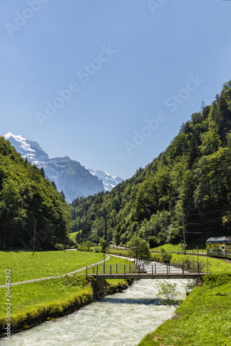 Swiss Alpine Mountain Water Stream - Glacial Water in Beautiful Valley