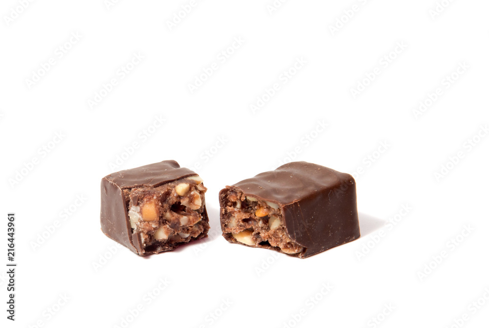 chocolate candy isolated on white background. delicious truffle. Delicious chocolate pralines isolated chocolate candy isolated on white background. delicious truffle. Delicious chocolate pralines isolated