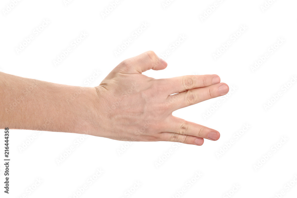 Strange gesture, isolated on white background Strange gesture, isolated on white background