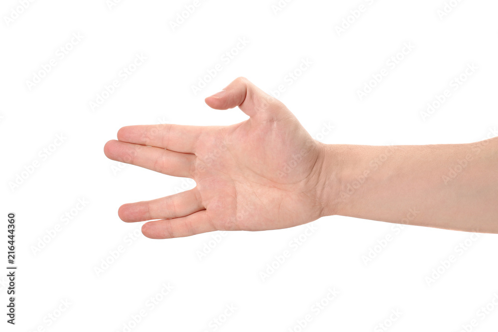 Strange gesture, isolated on white background Strange gesture, isolated on white background