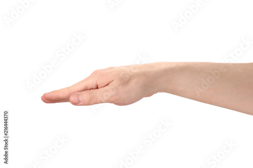 Male hand, isolated on white background