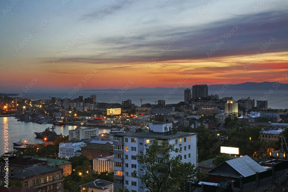 Golden Horn bay in Vladivostok. Russia