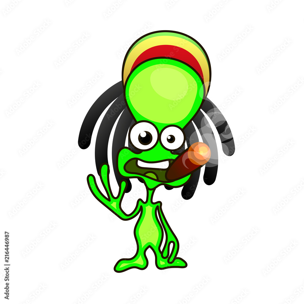 Obraz premium Green alien face emoji.