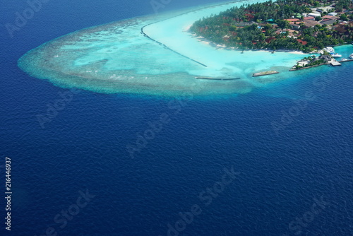 Aerial view from a seaplane in The Maldives