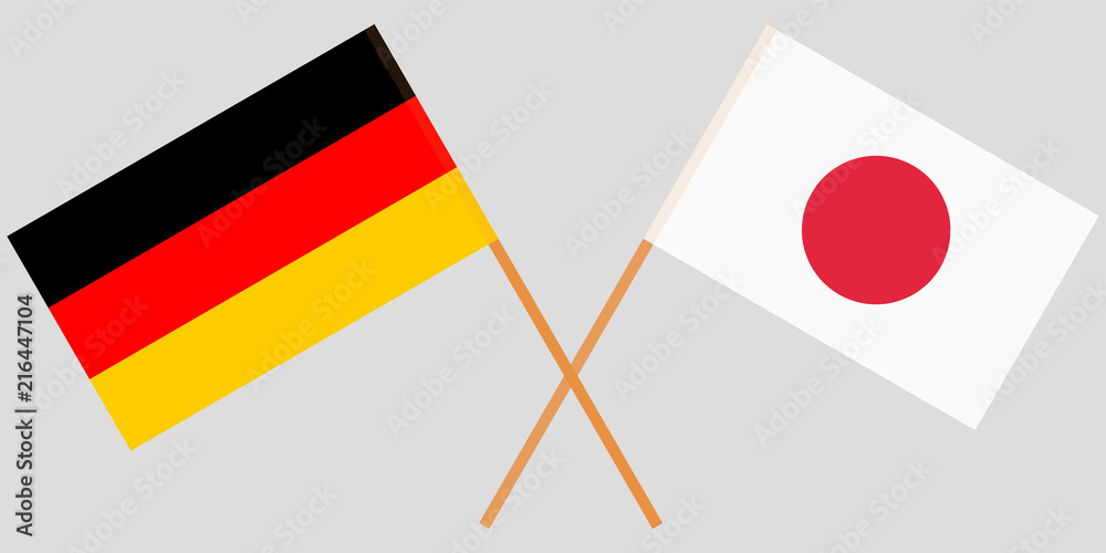 The crossed Japan and Germany flags. Official colors. Vector The crossed Japan and Germany flags. Official colors. Vector