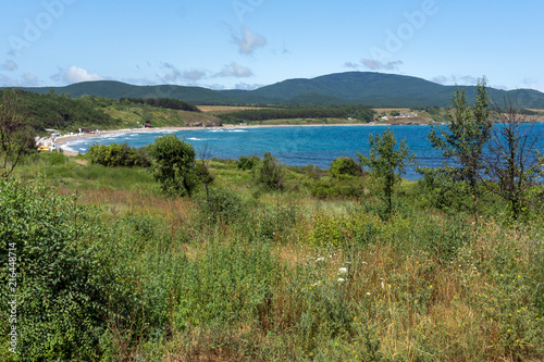 Panorama of coastline and beach of town of Ahtopol, Burgas Region, Bulgaria