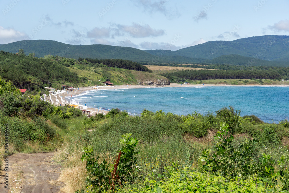 Panorama of coastline and beach of town of Ahtopol,  Burgas Region, Bulgaria