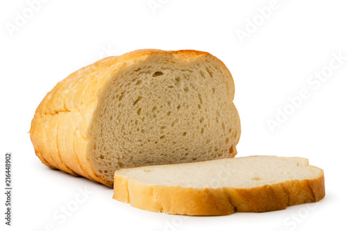 Sliced loaf of bread close - up on a white.