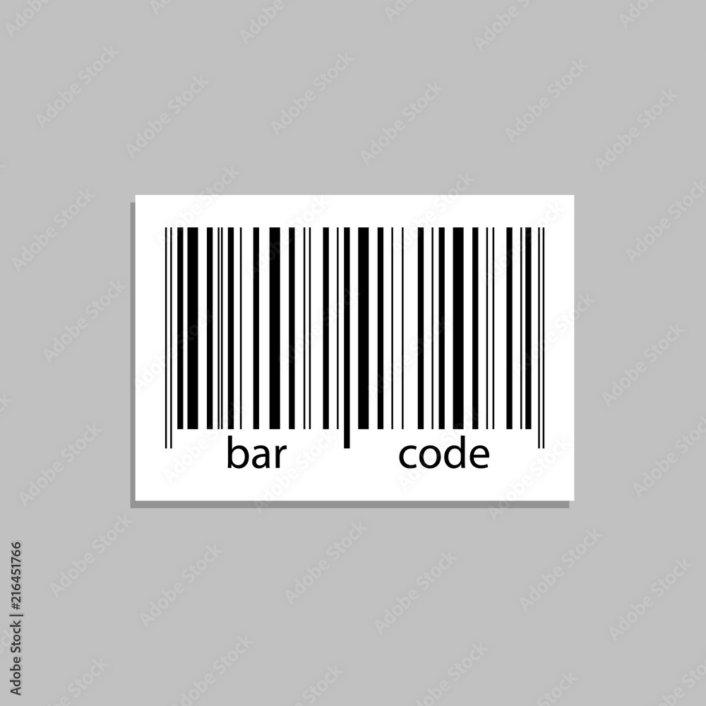 Vector Paper Piece with Bar Code, Black and White Illustration. Vector Paper Piece with Bar Code, Black and White Illustration.