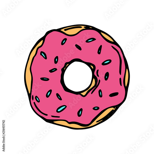 Donut icon for cafes, restaurants, coffee shops, catering. Design element for menu, booklet, banner, website. Vector illustration