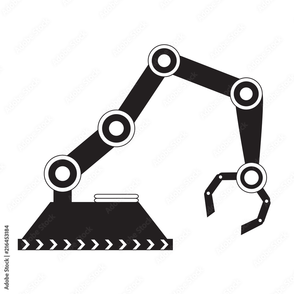 Isolated industrial robot arm icon Isolated industrial robot arm icon