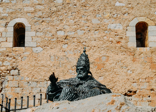 Monument to Papa Luna, in Peniscola Castle, in Valencia, Spain photo