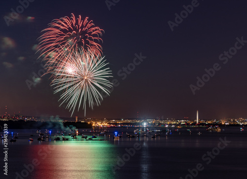 Fireworks over Potomac River and Washington, DC © Linda