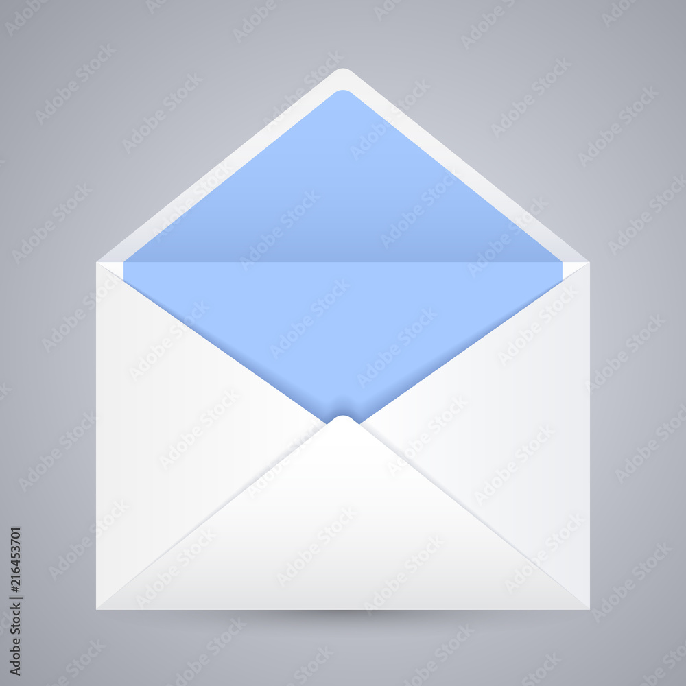 White blue blank envelope Isolated On Gray Background. Ready For Your Design. Vector EPS10 White blue blank envelope Isolated On Gray Background. Ready For Your Design. Vector EPS10