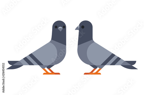 Fotobehang Two pigeons simple illustration