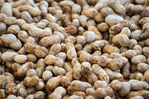 Raw peanuts at a Chinese food stall at the Clement Street Farmer's Market in San Francisco.