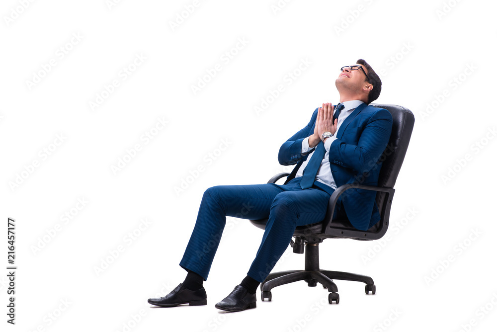 Businessman sitting on chair isolated on white Businessman sitting on chair isolated on white