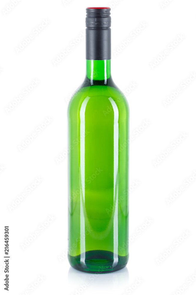 Wine bottle white green alcohol drink isolated Wine bottle white green alcohol drink isolated