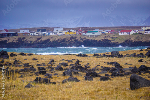 Local colourful houses in Hellissandur, Iceland photo