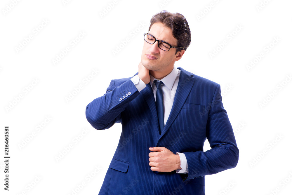Sick and unhappy businessman isolated on white background Sick and unhappy businessman isolated on white background