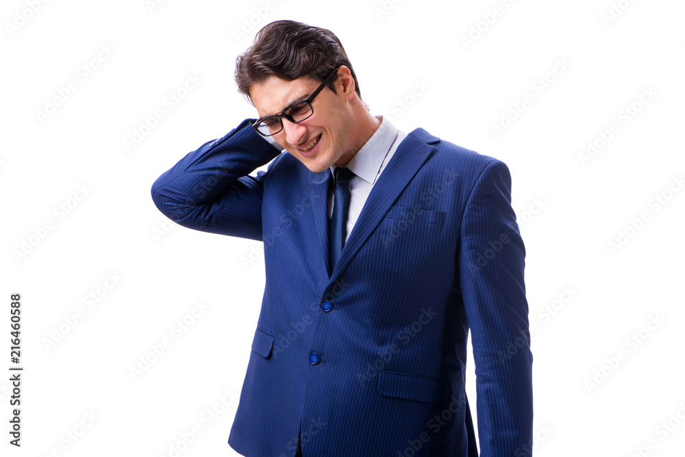 Sick and unhappy businessman isolated on white background Sick and unhappy businessman isolated on white background