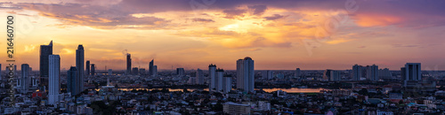 panorama of metropolis urban cityscape beside the river and cloudscape © bank215