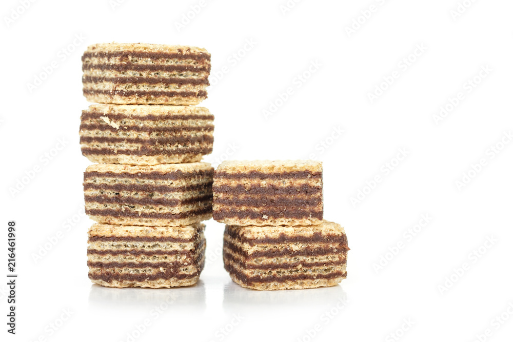 wafer chocolate pile stackable dessert on white background wafer chocolate pile stackable dessert on white background