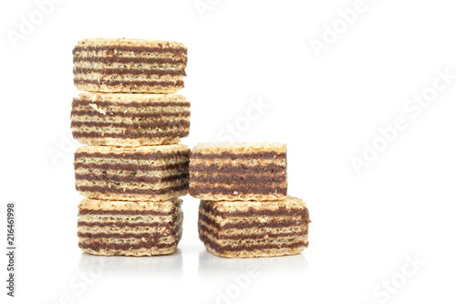 wafer chocolate pile  stackable dessert on white background