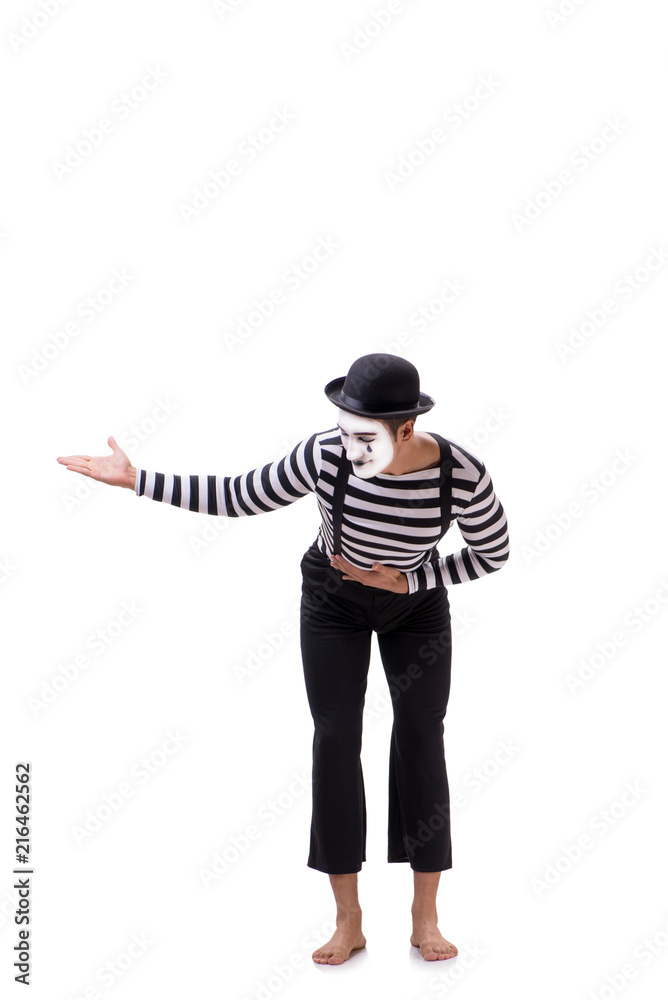 Young mime isolated on white background Young mime isolated on white background