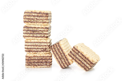 wafer chocolate pile  stackable dessert on white background