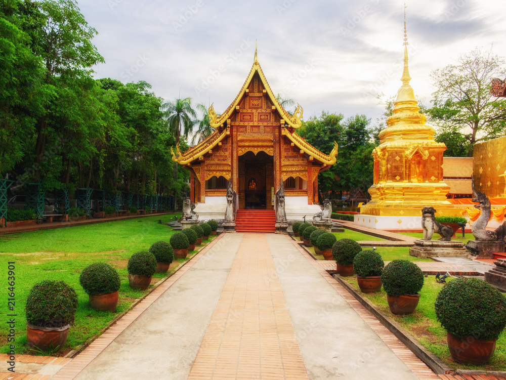 Pagoda golden at wat pra sing,Chiangmai thailand